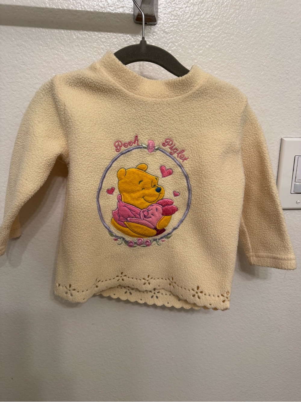 Disney Cream Fleece Winnie the Pooh & Piglet Embroidered Long Sleeve Top